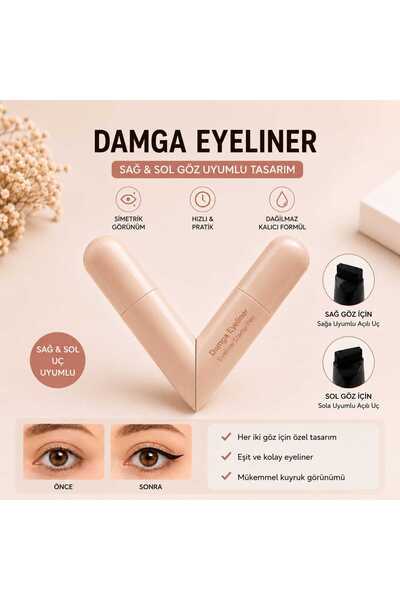 Glosy Co. DAMGA KALEM Suya Dayanıklı Çift Taraflı Eyeliner - Sağ Ve Sol Göz U...