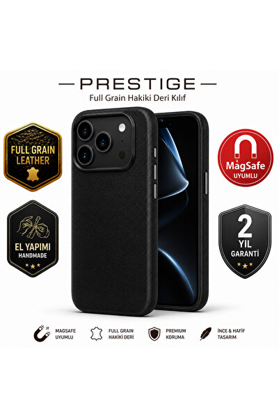 PLM Prestige iPhone 17 Pro Uyumlu,Full Grain Hakiki Deri Kılıf, MagSafe Uyuml...