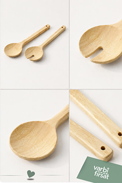 Varbifırsat 2-Piece Bamboo Serving Set (Spoon & Fork)