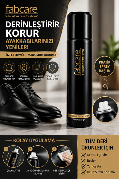 Fabcare Deri Genişletici Sprey – Tüm Deri Ayakkabılar İçin Konfor Sağlayan Es...