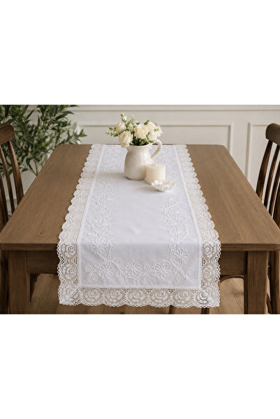 ÖDEL HOME Buldan Fabric Lacy Thread Embroidered 50X130 cm Runner