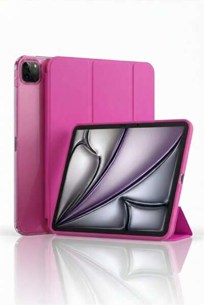 Fuchsia iPad Pro 13 2022 M4 Çip ile Uyumlu Kalemlikli Standlı Katlanabilir Sm...