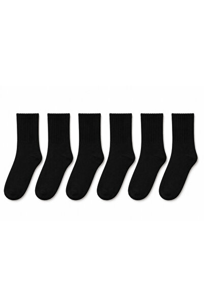 SOLDE SOCKS Solde 6-Pack Black Tennis Socks Unisex Cotton Sports Socks 🤍 🧦