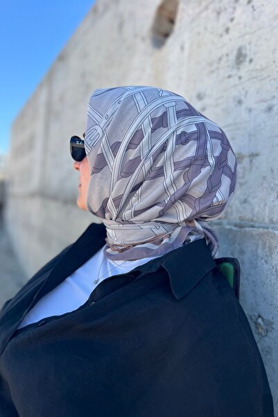ESSLERA Patterned Beige Soft Scarf - Non-Slip - Tok Duran Scarf