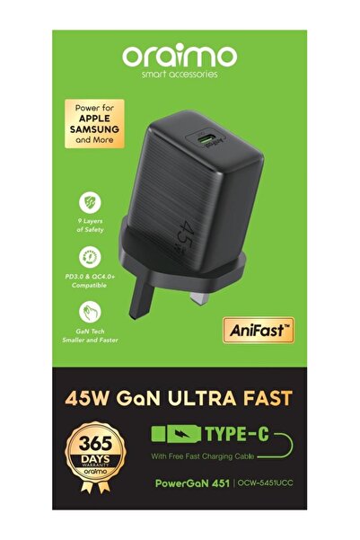 oraimo PowerGaN 451 45W GaN Ultra Fast Wall Charger