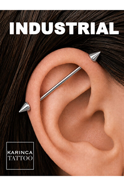 Karınca Piercing Spike Cerrahi Çelik Köprü Piercing Endüstriyel Industrial Pi...