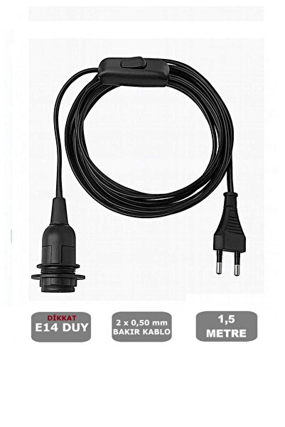 CONANA E14 Duylu 1,5 Metre Arapuarlı (AÇ KAPAT ANAHTAR) Fişli Seyyar (2X0,50)...