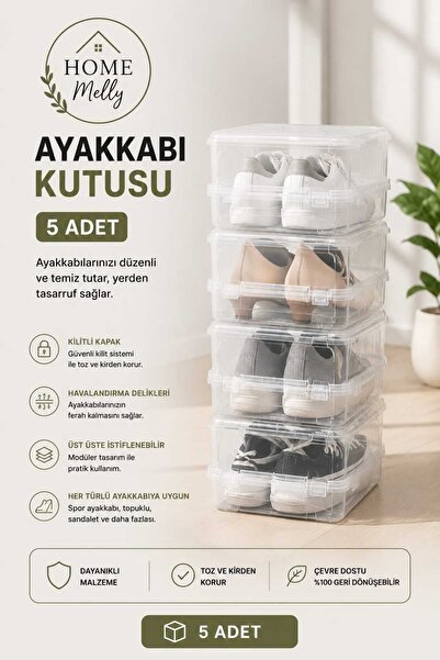 btm home 5Pcs Clear Shoe Box – Durable, Stackable, for Men & Shoes