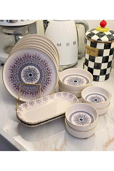 Onedekor 14 Parça Asya Purple Kahvaltı Takımı