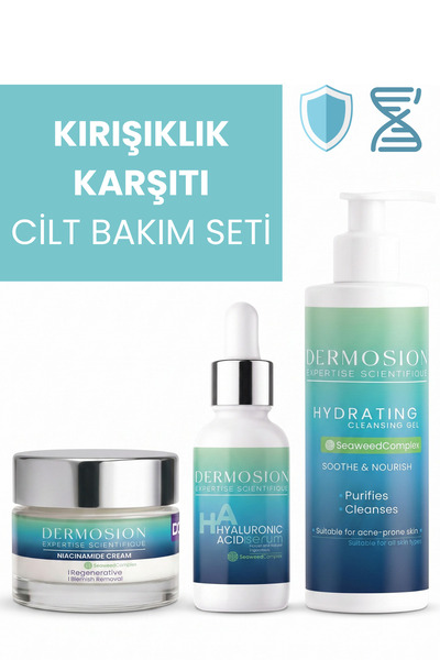 dermosion Kırışıklık Karşıtı Yosun Özlü Anti Aging 3'lü Cilt Bakım Seti Niasi...