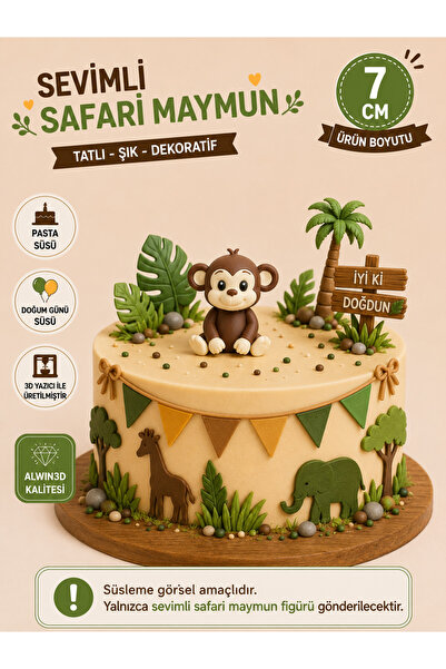 Alwin3d Safari Sevimli Maymun Pastaüstü Figür 7 Cm