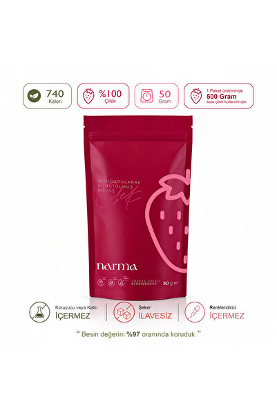 Narma Çilek Dondurularak Kurutulmuş 50 Gr Freeze Dried Çıtır Çilek Kuru Meyve...