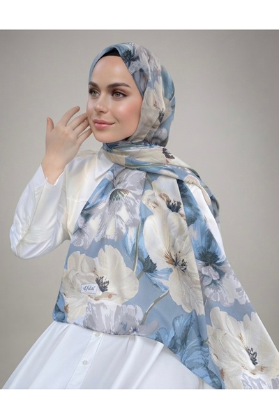 YILDIZ SCARFS Müjgan Desen Indian Cotton Shawl - Baby Blue