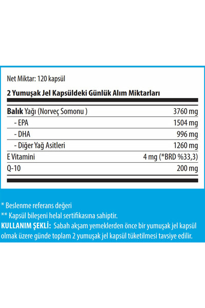 FTH Cardomega Balık Yağı Koenzim Q10 120 Yumuşak Kapsül - 4 Aylık Kullanım