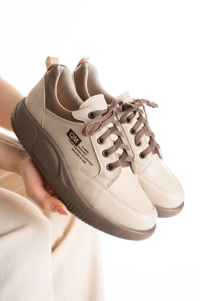 SEFERİ Women's Brown Orthopedic Sole Lace-Up Casual Sports Shoes - Comfortable and Lightweight Seferi222