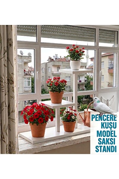 KL HOME MODEL PENCERE KUŞU -METAL ÇİÇEK SAKSI STANDI Ev- Oturma Odası Balkon ...
