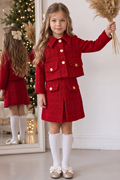 Parla Kids Коледен комплект с пола от туид за момиче за 23 април