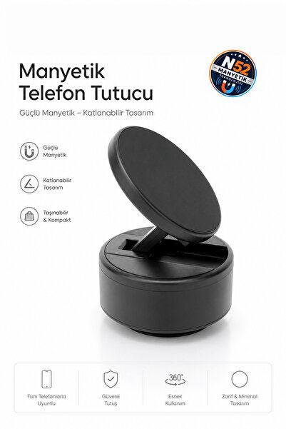 Kensa Güçlü Vakumlu 360° Ayarlanabilir Manyetik Araç İçi Telefon Tutucu