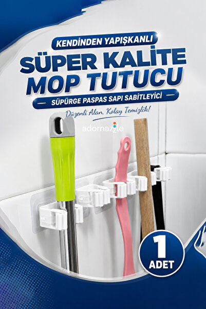 adornazzle 1 Adet Yapışkanlı Pratik Mop Tutucu, Temizlik Fırçası Tutucu, Şems...
