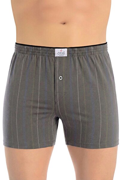 Öts Erkek %100 Pamuk Boxer Çizgili Düğmeli Ergonomik Tasarım (2652)