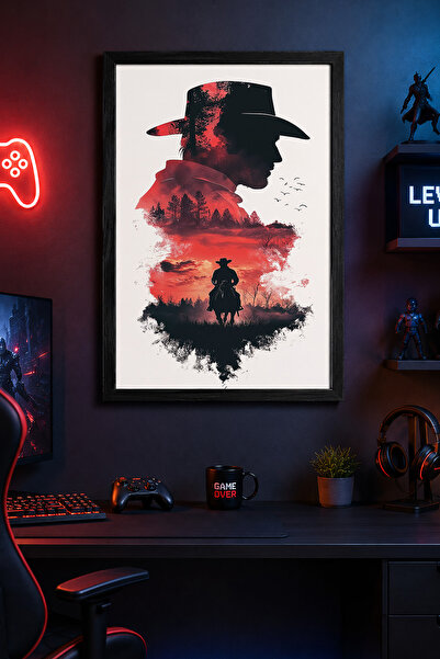 Charmbi Red Dead Redemption 2 21x30 crna uokvirena moderna zidna slika prilag...