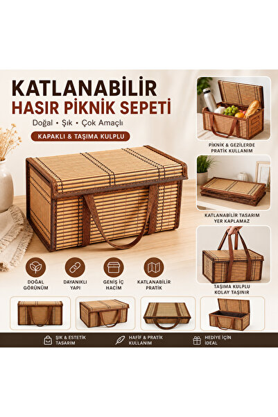 royalscent Foldable Wicker Picnic Basket – Multi-Purpose Storage Basket with ...