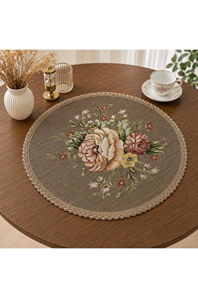 Yeshome Collection Vintage Bouquet Tapestry Fiskos Cover – 50 cm Round Decora...