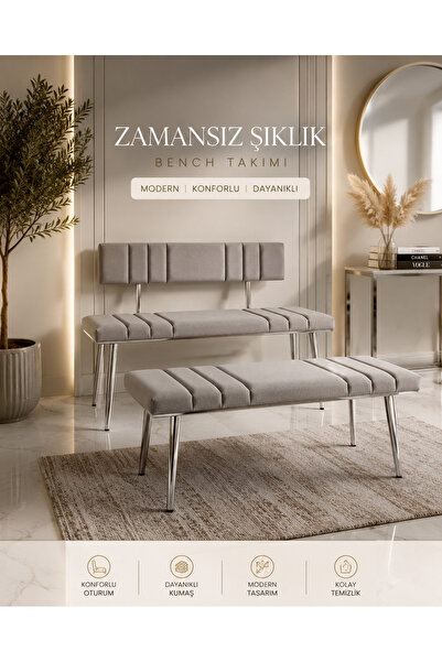 ÖZCAN METAL Krom Metal Ayaklı Sırtlı & Sırtsız Mutfak Salon Antre Yatak Odası...