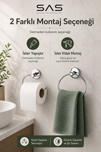 Sas Haus Yapışkanlı Tuvalet Kağıtlığı Wc Kağıtlık Tuvalet Kağıdı Askısı Krom S-107