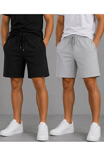 BERYY MODA Rămâi răcoros cu acest set de pantaloni scurți negri și gri, respi...
