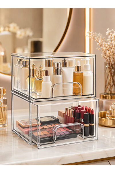 Pomefar 2 Pack Clear Stackable Acrylic Storage Drawers, 4.4 Inch Multi-scene ...