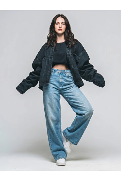 Styli Acid Wash High Rise Flared Jeans