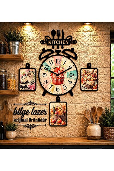 Bilge Lazer Bilge Ahşap Dekoratif Mutfak Saati (kitchen)