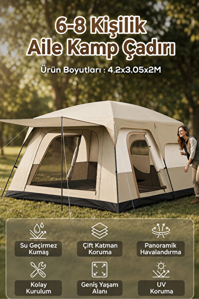 MAKAMP Aile Boyu Büyük Kamp Çadırı 2 Oda 1 Salon