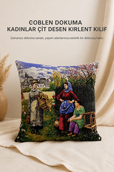 KIRLENT EV Tapestry Woven Women Fence Pattern Throw Pillow Cover