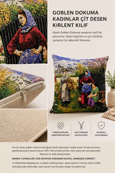 KIRLENT EV Goblen Dokuma Kadınlar Çit Desen Kırlent Kılıf