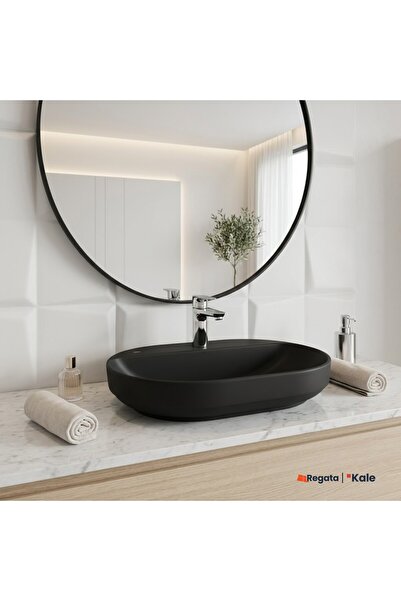 KALE Zero 2.0 60x40 cm Mat Siyah Yarı Gömme Oval Lavabo