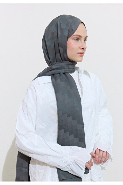 Freshscarfs Nori İpeksi Jakar Şal Füme