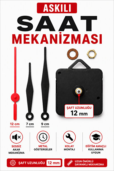 Hobialem 1 Adet, Duvar Saat Mekanizması, 10 Mm Şaft, Sessiz, Saat Motoru, Met...