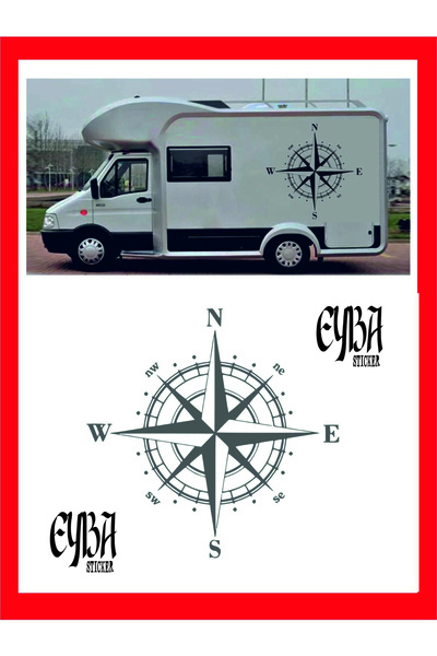 EYBA Pusula Sticker 45x45cm 1 Adet Oto Sticker - Kamp Karavan Sticker