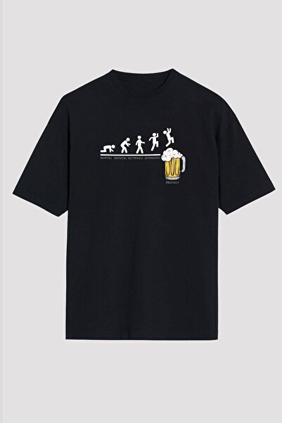 Adrift Ko Buta Beer Evolution εμπριμέ Unisex μπλουζάκι υπερμεγέθη - Tshirt Os...