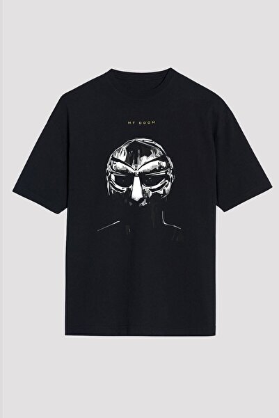 Adrift Tricou oversize negru unisex cu imprimeu Ko Buta Mf Doom - Tricou Os57360