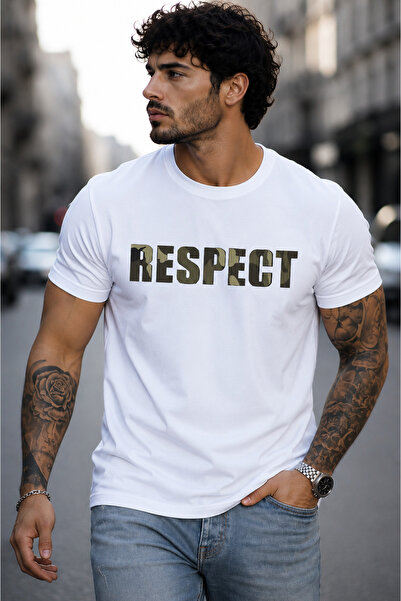 Unisex Büyük Beden Respect Lettler Detail Printed %100 Pamuklu A++ Oversize T-shirt