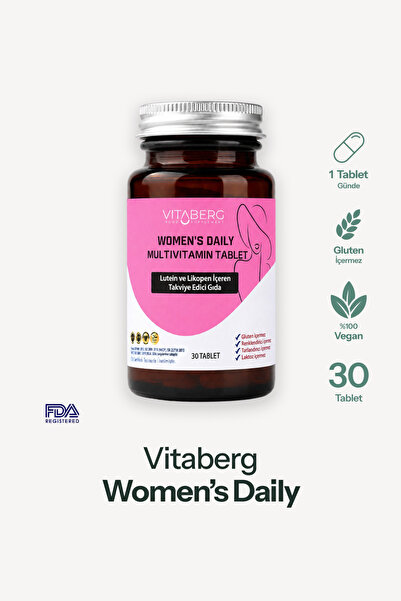 Vitaberg Women’s Daily Multivitamin Tablet | B Vitaminleri, Beta Glukan, Lute...