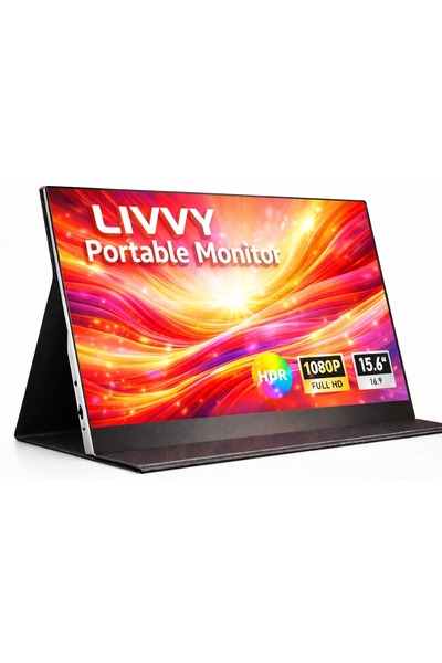 LIVVY Portable Monitor 15.6 Inch FHD 1080P IPS USB-C HDMI Laptop Screen
