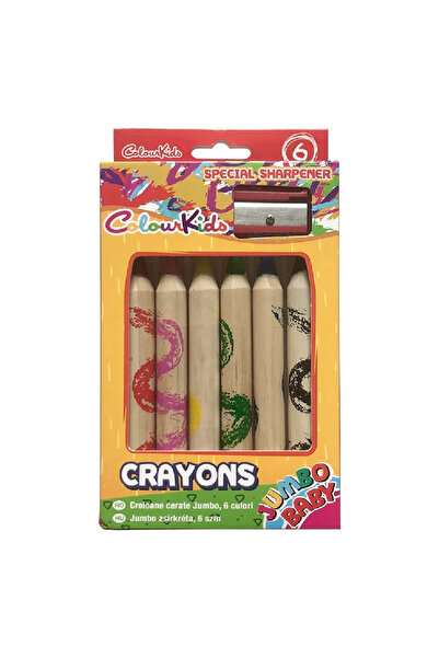 ColourKids Creioane Cerate BABY Jumbo set 6buc cu ascutitoare