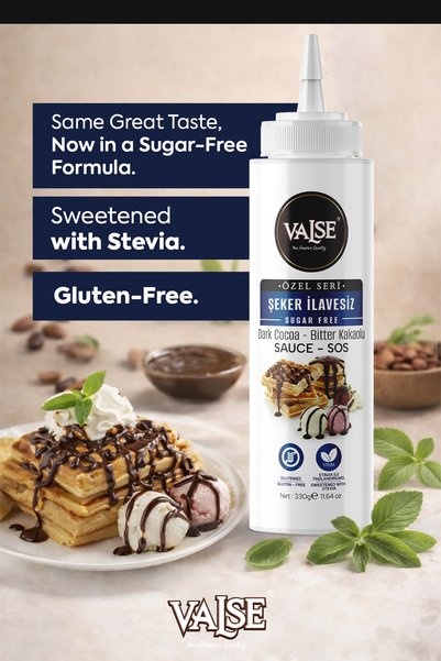Valse Sugar-Free (with Stevia) Dark Cocoa Sauce (Gluten-Free) 330 Gr Waffle & Fruit & Cake&Sweets&Ice Cream