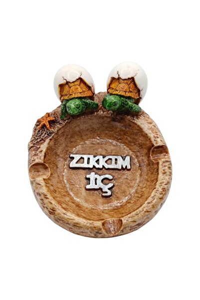 Bounty Oval Polyester Ashtray with Orange Turtle Figure Zık-Kım Interior