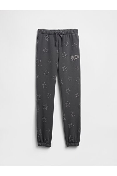 GAP Kız Çocuk Siyah Relaxed Logo Jogger Eşofman Altı