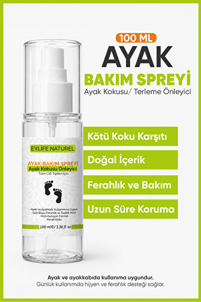 eylife naturel Ayak Kokusu Giderici ve Ayak Terleme Önleyici Sprey 100 ml